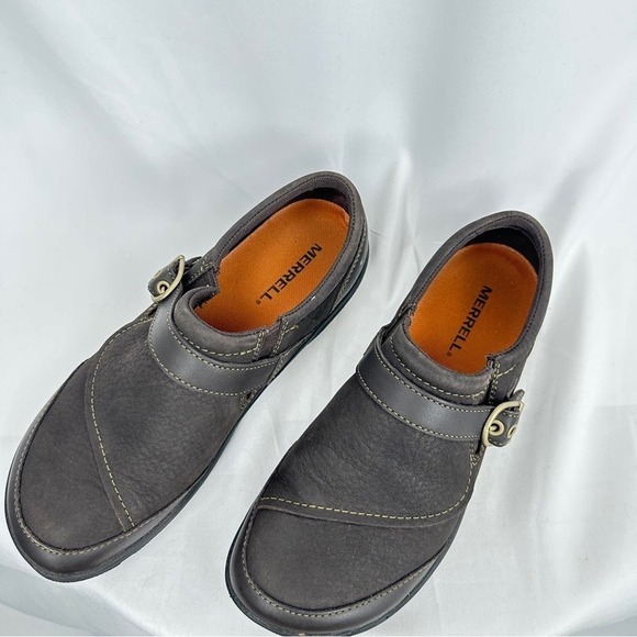 Merrell Dassie Espresso Brown Leather Buckle Women's Slip-On Shoes - Size: 6 - Picture 8 of 8